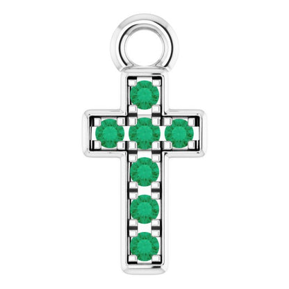 Petite Pavé® Natural Emerald Cross Dangle