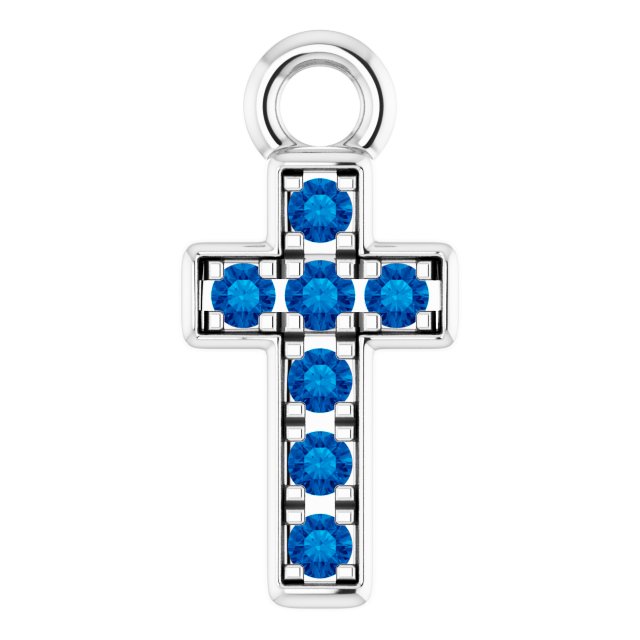 Petite Pavé® Natural Blue Sapphire Cross Dangle