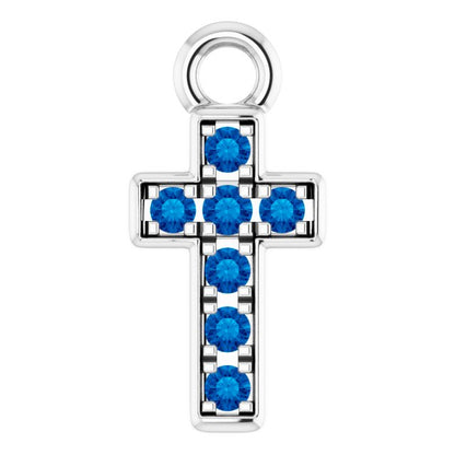 Petite Pavé® Natural Blue Sapphire Cross Dangle