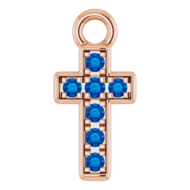 Petite Pavé® Natural Blue Sapphire Cross Dangle