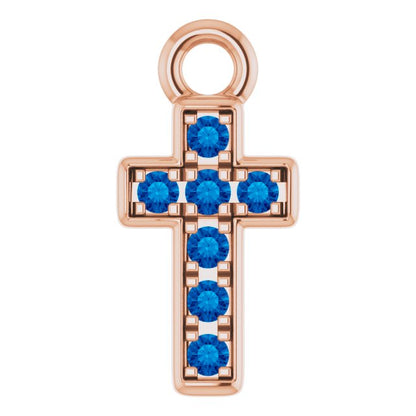 Petite Pavé® Natural Blue Sapphire Cross Dangle