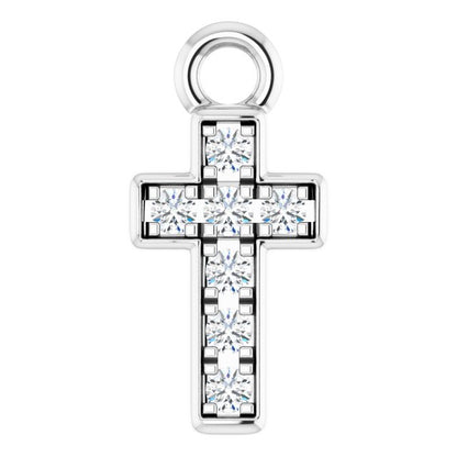 Petite Pavé® .04 CTW Lab-Grown Diamond Cross Dangle