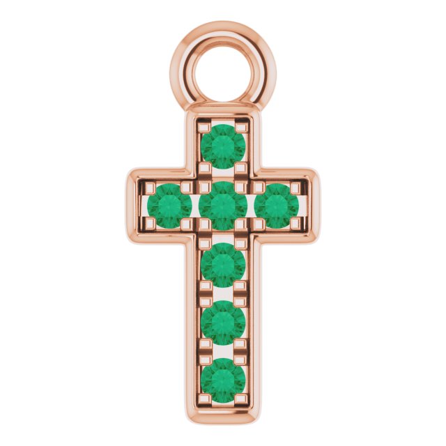 Petite Pavé® Natural Emerald Cross Dangle