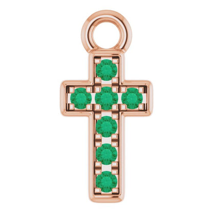 Petite Pavé® Natural Emerald Cross Dangle