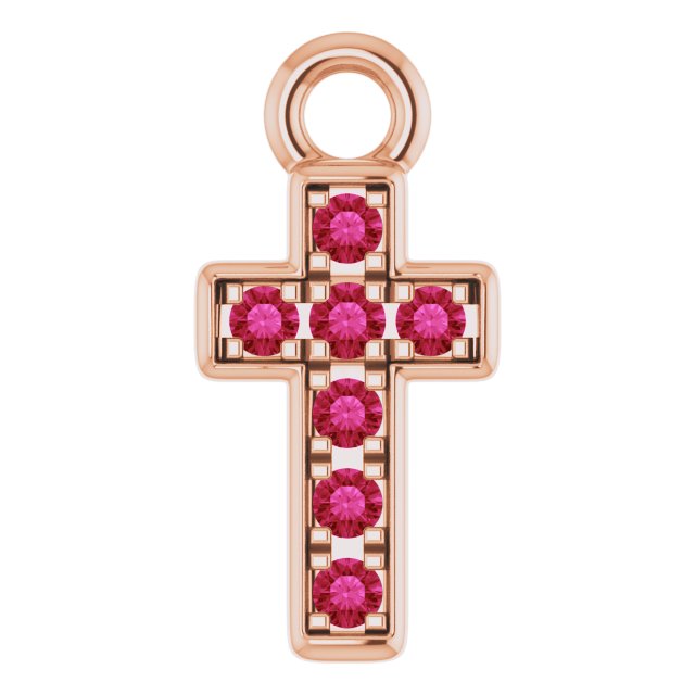 Petite Pavé® Natural Ruby Cross Dangle
