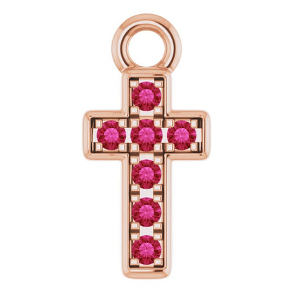 Petite Pavé® Natural Ruby Cross Dangle