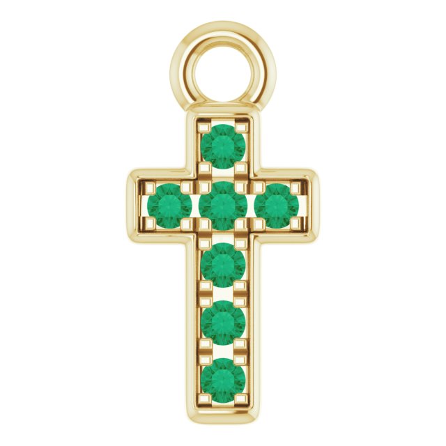 Petite Pavé® Natural Emerald Cross Dangle