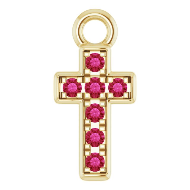 Petite Pavé® Natural Ruby Cross Dangle