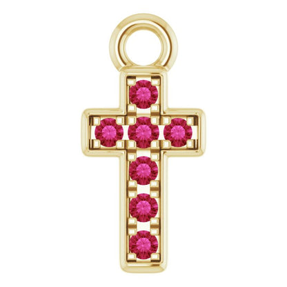 Petite Pavé® Natural Ruby Cross Dangle