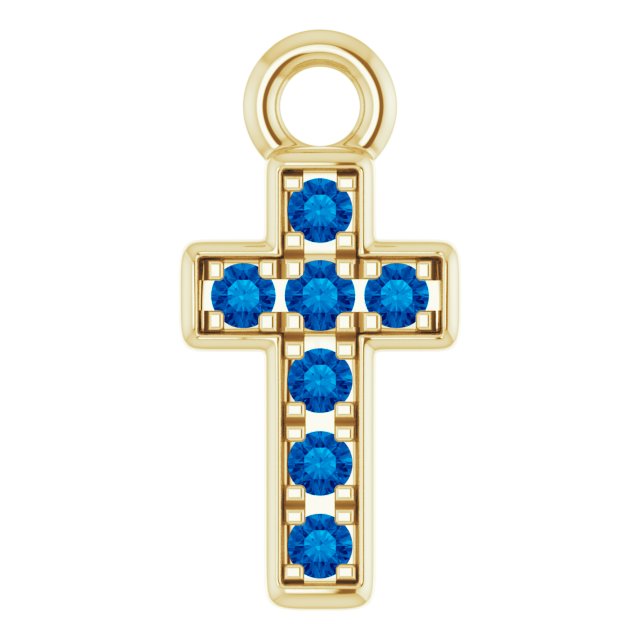 Petite Pavé® Natural Blue Sapphire Cross Dangle