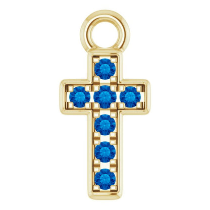 Petite Pavé® Natural Blue Sapphire Cross Dangle