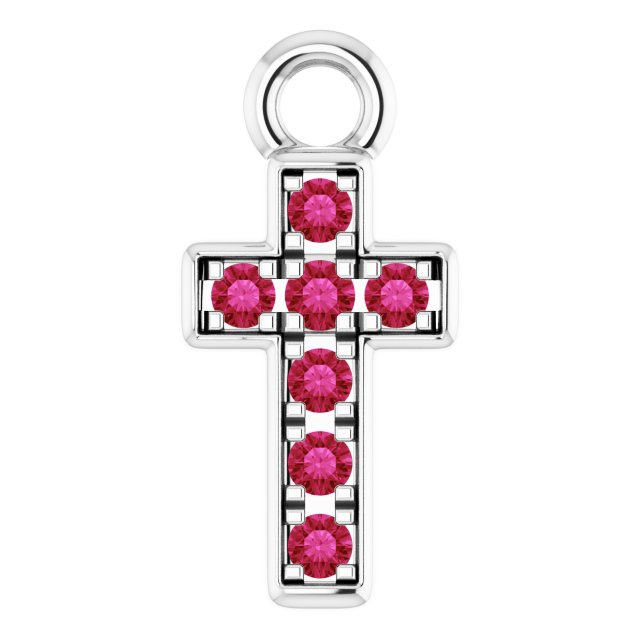 Petite Pavé® Natural Ruby Cross Dangle