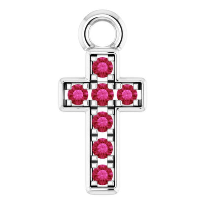 Petite Pavé® Natural Ruby Cross Dangle