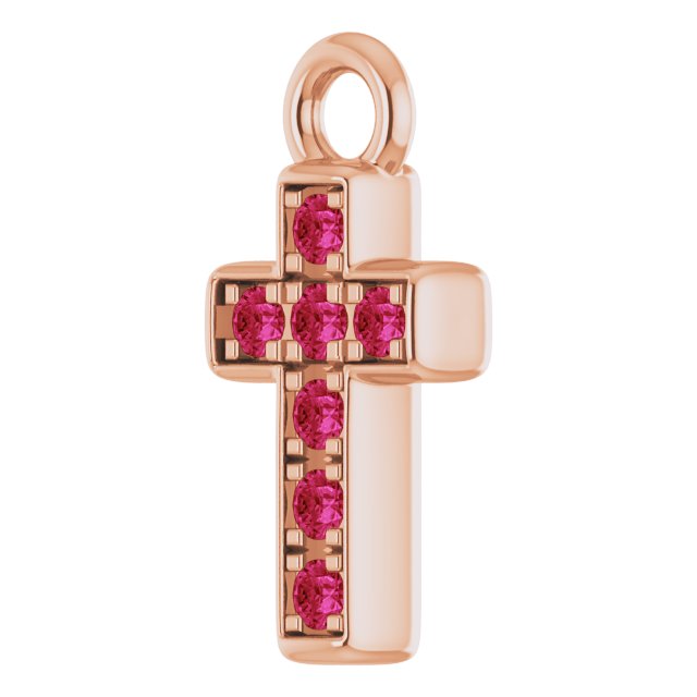 Petite Pavé® Natural Ruby Cross Dangle