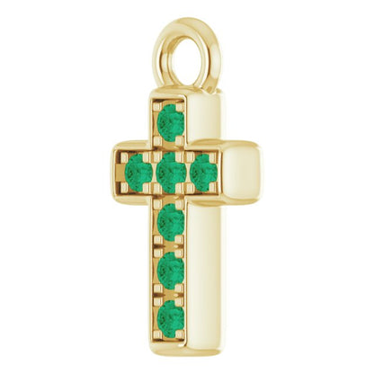 Petite Pavé® Natural Emerald Cross Dangle