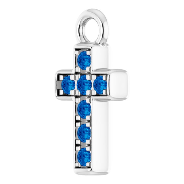 Petite Pavé® Natural Blue Sapphire Cross Dangle