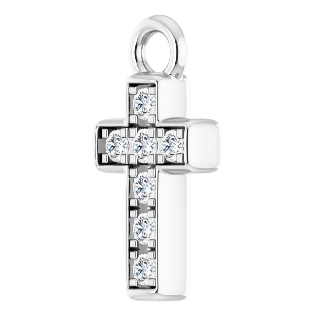 Petite Pavé® .04 CTW Lab-Grown Diamond Cross Dangle