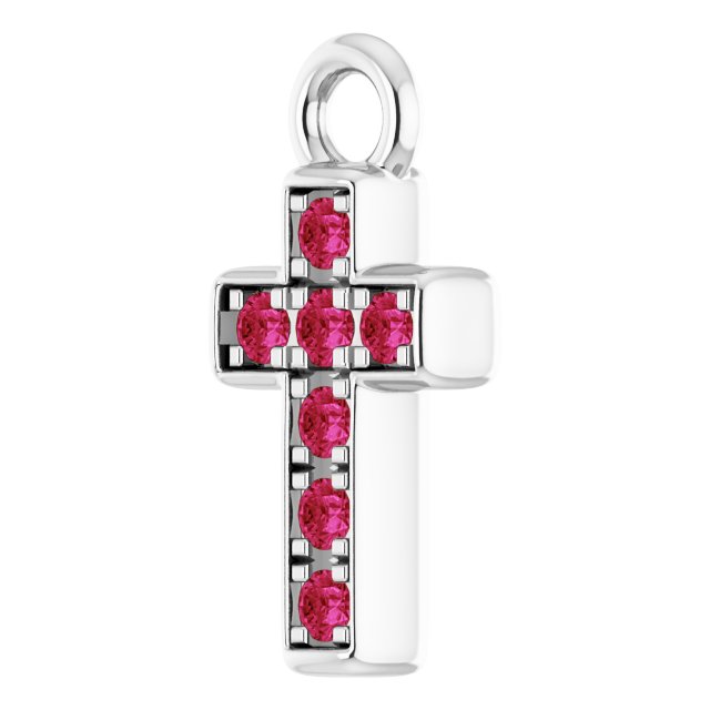 Petite Pavé® Natural Ruby Cross Dangle