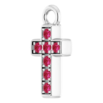 Petite Pavé® Natural Ruby Cross Dangle