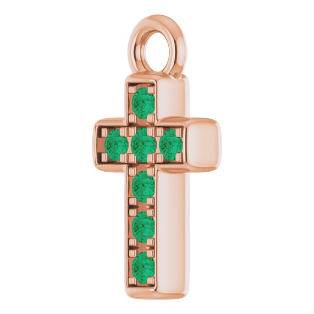 Petite Pavé® Natural Emerald Cross Dangle