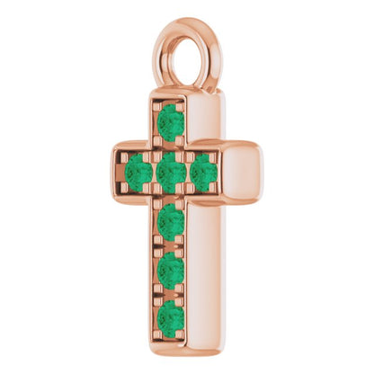 Petite Pavé® Natural Emerald Cross Dangle