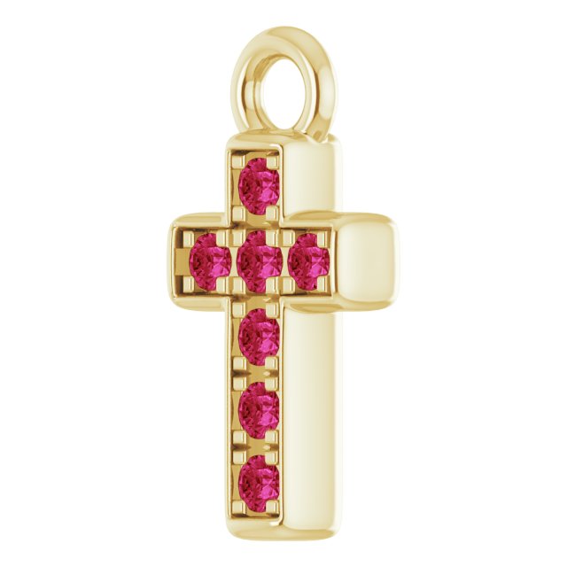 Petite Pavé® Natural Ruby Cross Dangle