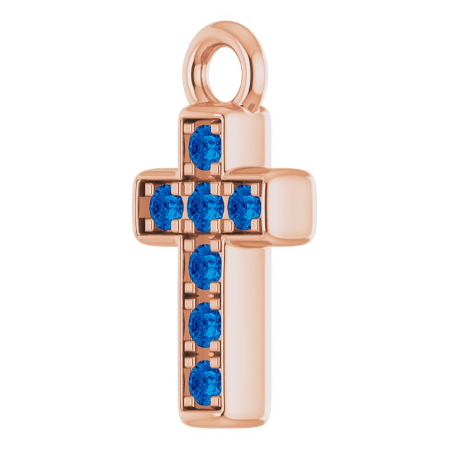 Petite Pavé® Natural Blue Sapphire Cross Dangle