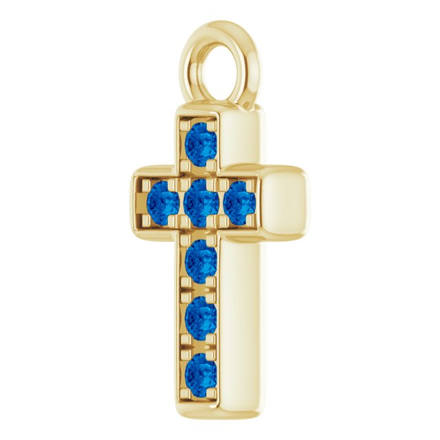 Petite Pavé® Natural Blue Sapphire Cross Dangle