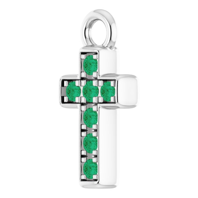 Petite Pavé® Natural Emerald Cross Dangle