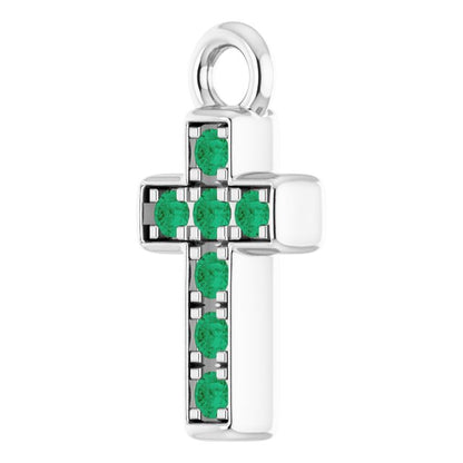 Petite Pavé® Natural Emerald Cross Dangle