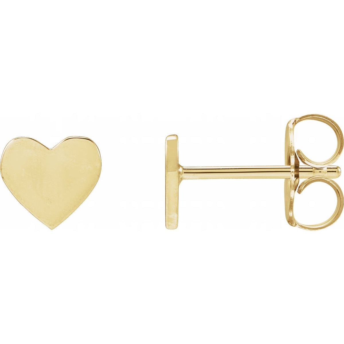 14K Yellow Gold Engravable Heart Earring