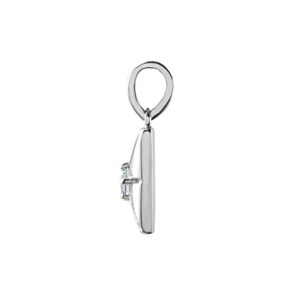 14K White Gold Natural Diamond Charm/Pendant