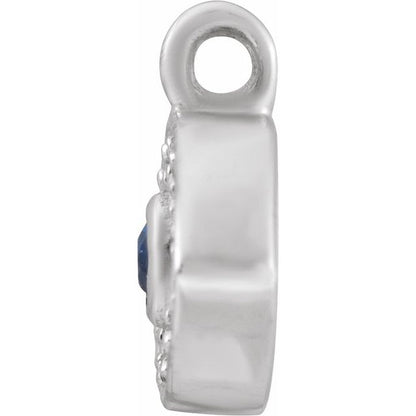 Petite Pavé® Natural Blue Sapphire & .05 CTW Natural Diamond Evil Eye Dangle