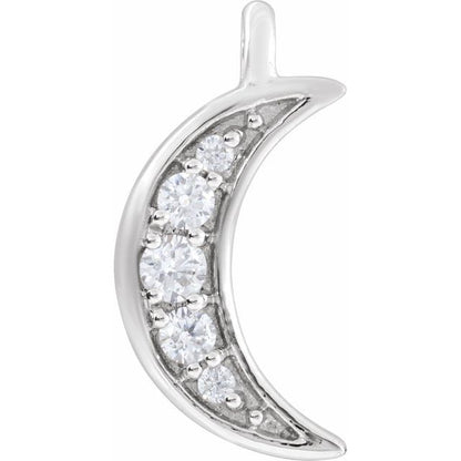 .04 CTW Natural Diamond Crescent Moon Dangle