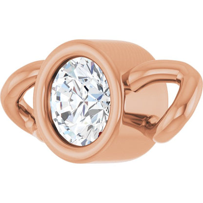 .06 CT Lab-Grown Diamond Bezel-Set Link, 3.5 mm x 7.35 mm