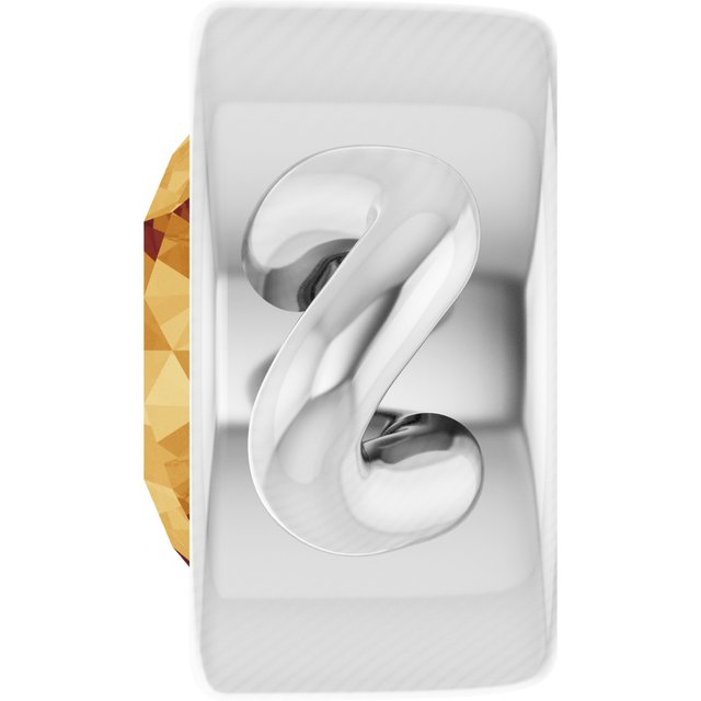 Natural Citrine Bezel-Set Link, 4 mm x 7.99 mm