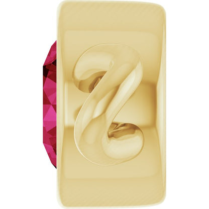Natural Ruby Bezel-Set Link, 4 mm x 7.99 mm