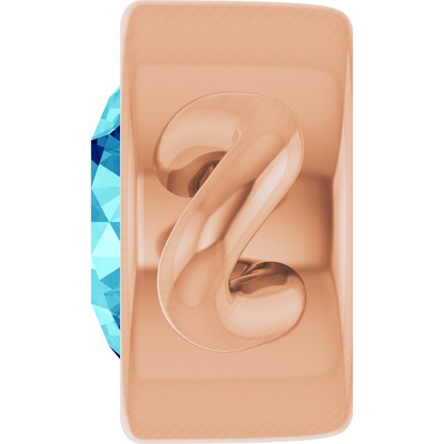 Natural Blue Zircon Bezel-Set Link, 4 mm x 7.99 mm