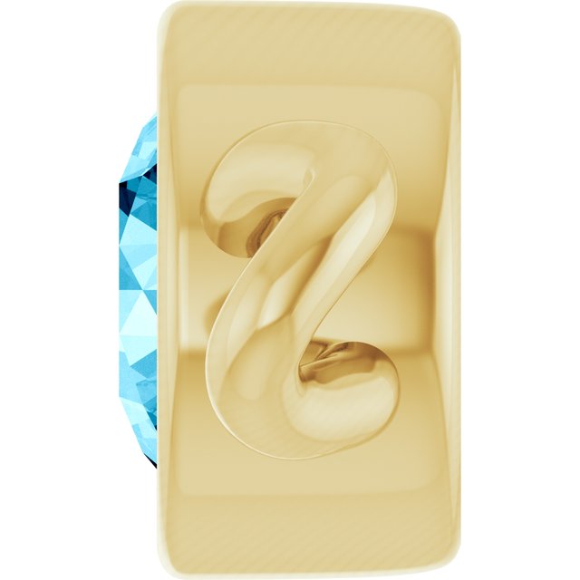 Natural Aquamarine Bezel-Set Link, 4 mm x 7.99 mm