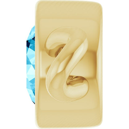 Natural Aquamarine Bezel-Set Link, 4 mm x 7.99 mm