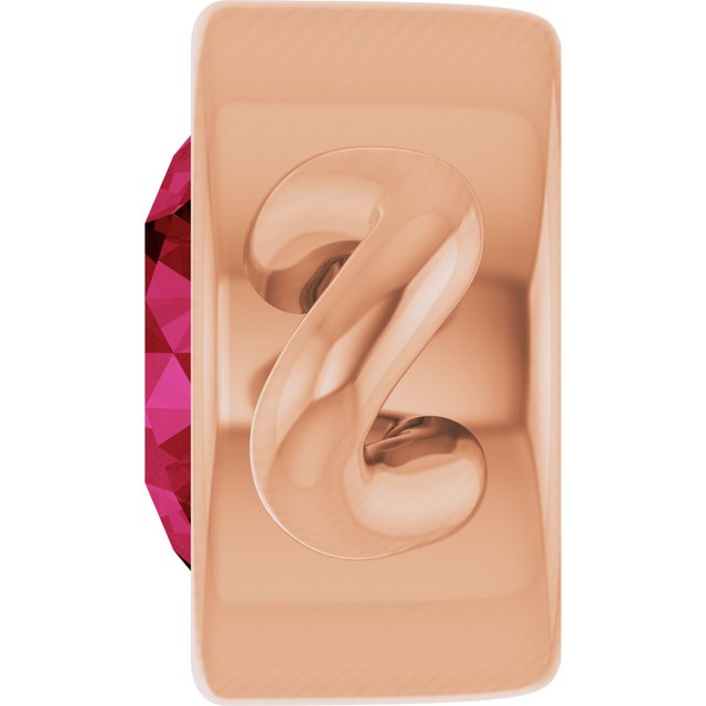 Natural Ruby Bezel-Set Link, 4 mm x 7.99 mm