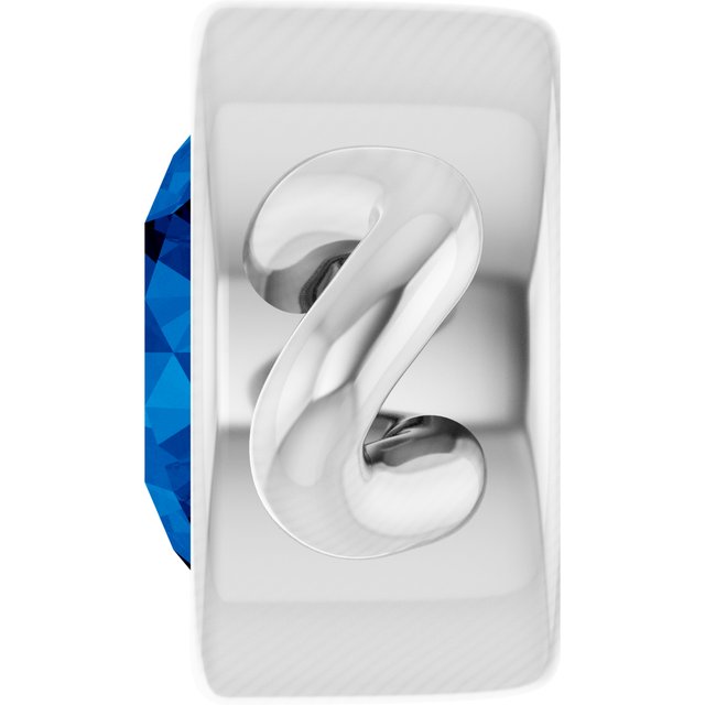 Natural Blue Sapphire Bezel-Set Link, 4 mm x 7.99 mm