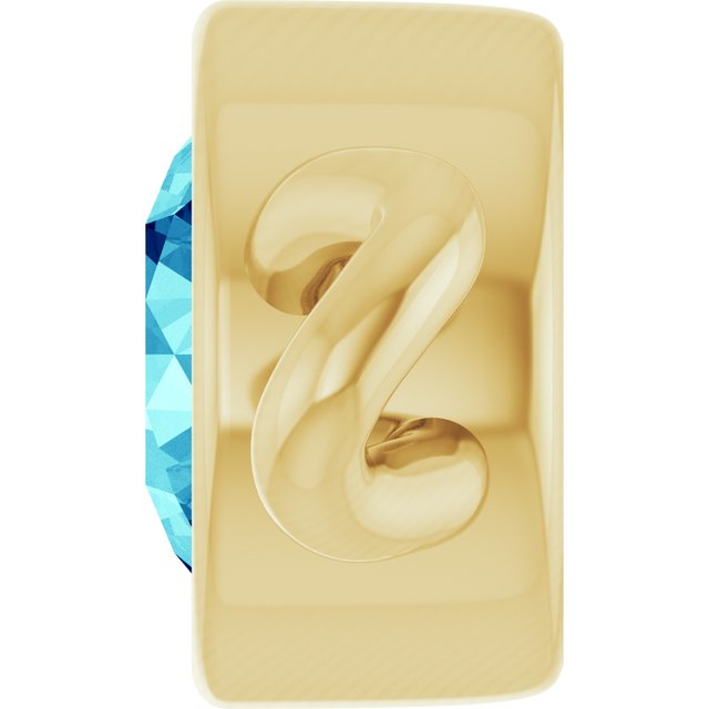 Natural Blue Zircon Bezel-Set Link, 4 mm x 7.99 mm