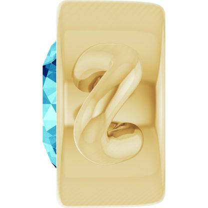 Natural Blue Zircon Bezel-Set Link, 4 mm x 7.99 mm