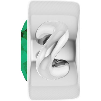 Natural Emerald Bezel-Set Link, 4 mm x 7.99 mm