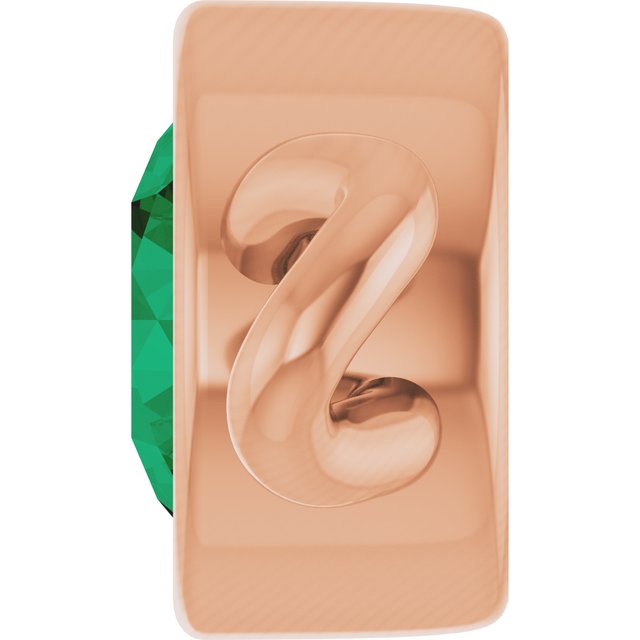 Natural Emerald Bezel-Set Link, 4 mm x 7.99 mm