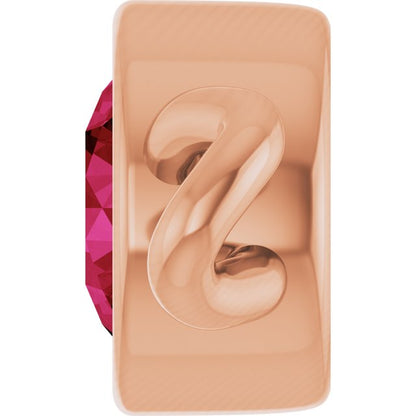 Lab-Grown Ruby Bezel-Set Link, 4 mm x 7.99 mm