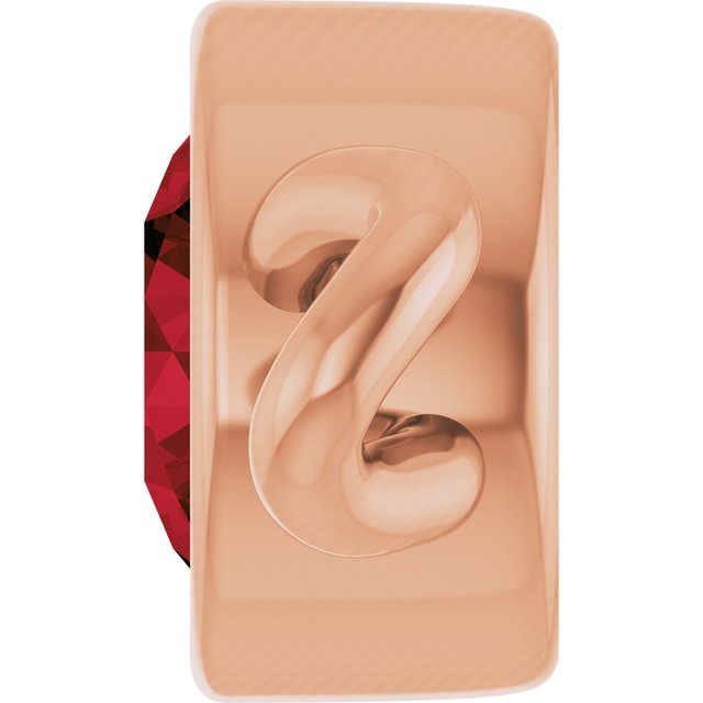 Natural Mozambique Garnet Bezel-Set Link, 4 mm x 7.99 mm