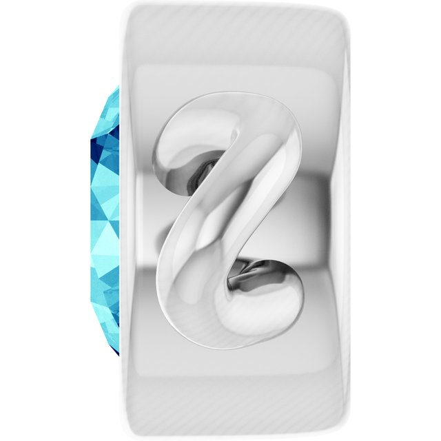 Natural Blue Zircon Bezel-Set Link, 4 mm x 7.99 mm