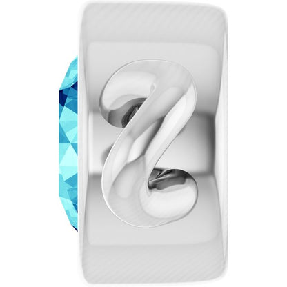 Natural Blue Zircon Bezel-Set Link, 4 mm x 7.99 mm